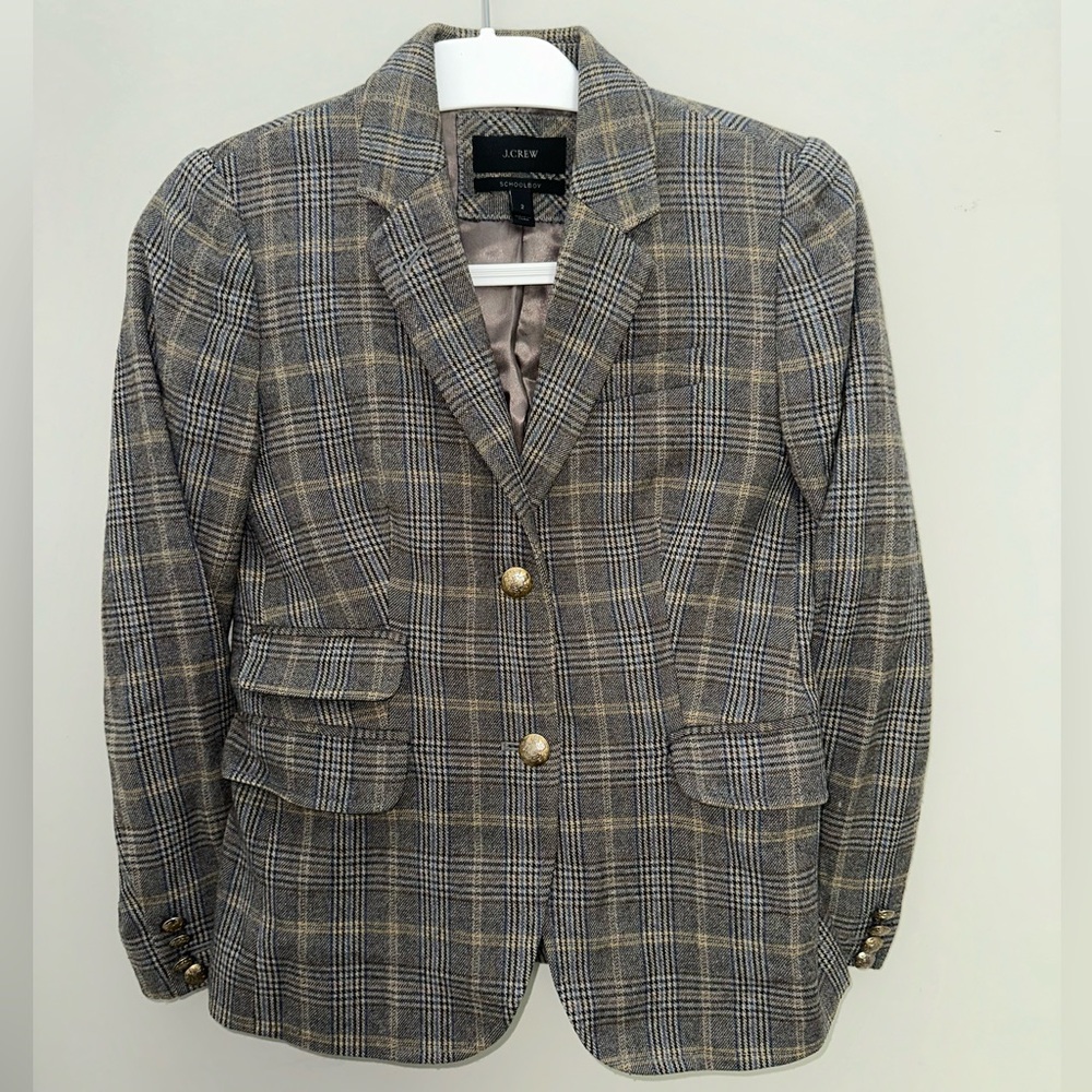 J.Crew Schoolboy Blazer in Neutral Plaid